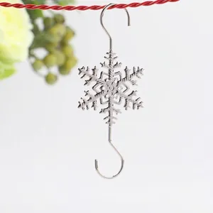 Silver snowflake metal S-hook for Christmas tree ornaments decoration with mirrored finish