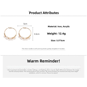 Detailed view of acrylic flower hoop earrings with size 5.5x5cm and weight 12.4g