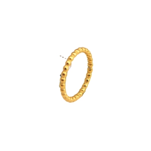 Minimalist golden beaded wave ring for women with high polished metallic finish