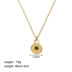 Detail view of 18K gold evil eye necklace with dimensions and technical specifications