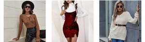Collage di elegante abito in velluto e maglioni in maglia per moda donna moderna