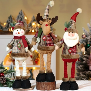 Set di 3 figure natalizie retrattili con Babbo Natale, pupazzo di neve e renna