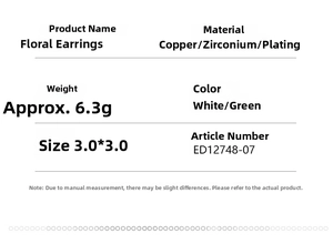 Size and material specification chart for C-shaped zircon hoop earrings in copper