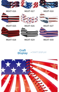 Macro detail of USA flag digital prints and stitching on high-stretch sun sleeves