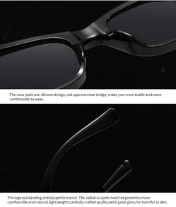 Detail of soft silicone nose pads and ergonomic anti-slip temples on black aviator sunglasses