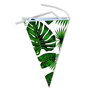 Tropical palm leaf pennant banner for party decor with 10 flags measuring 20x29cm