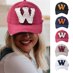 Casquette De Baseball Vintage Coton Lavé Distressed Patch Lettre W Chapeau Soleil Réglable Retro Streetwear Hommes Femmes