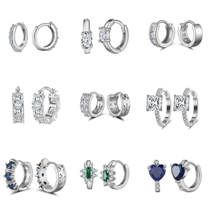 S925 sterling silver earring collection with diverse 8A cubic zirconia stone designs