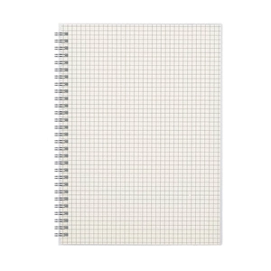 B5 spiral bound notebook with gray grid lines and silver metal twin coil binding