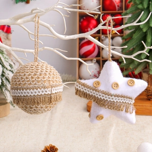 Décorations de Noël artisanales en corde de jute avec dentelle blanche en forme d'étoile