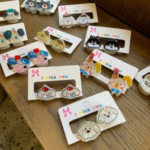 Cartoon Animal Hair Clips Acrylic Resin Duckbill Side Clips Cute Korean Style Dog Cat Bear Bangs Hairpins For Women Girls