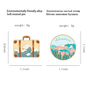 Adventure wave and mountain enamel pins made of eco-friendly alloy for backpacks