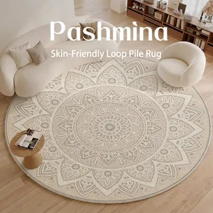 Round Rug Mandala Bohemian Style Living Room Bedroom Carpet Waterproof Stain Resistant Non-Slip Modern Minimalist Home Decor