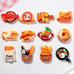 Miniature Food Accessories Resin Bread Donut Pizza Dessert For DIY Craft Hairpins Fridge Magnets Dollhouse Decor