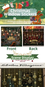 Gold Christmas window stickers showing double-sided visual effects and static cling feature