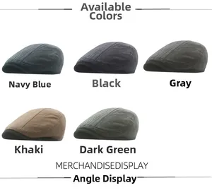 Collection of cotton newsboy caps in navy, black, gray, khaki and dark green colors