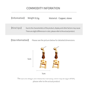 Detailed size chart showing golden vintage chair earrings with dimensions and specifications