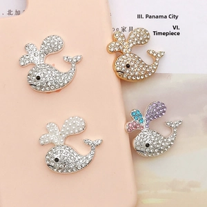 Breloques baleine en alliage de zinc avec strass et perles pour accessoires de coque DIY