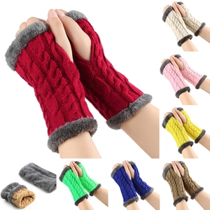 Chic cable knit fingerless gloves with plush faux fur trim in multiple vibrant colors