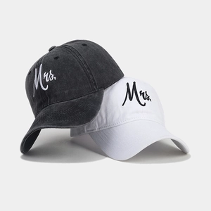 Baseball Cap Gewaschene Baumwolle Bestickt Mr Mrs Hochzeit Paar Geschenk Retro Verstellbar Soft Top Gebogener Rand
