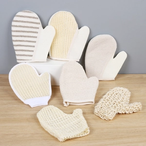 Exfoliating Bath Gloves Natural Sisal Jute Linen Body Scrubber Deep Clean Shower Back Scrubber Strap Skin Care Washcloth