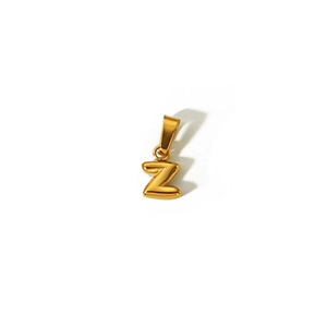 Polished 18k gold-plated stainless steel puffy bubble letter Z pendant for DIY jewelry