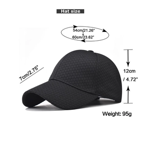 Detailed technical diagram of black plaid baseball cap with size and dimension labels