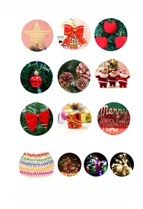 Detailed set of Christmas tree ornaments including star topper, baubles, and LED lights