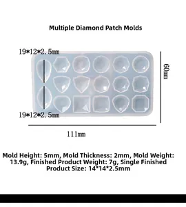 Stampo in silicone traslucido per gemme in resina con diverse forme geometriche
