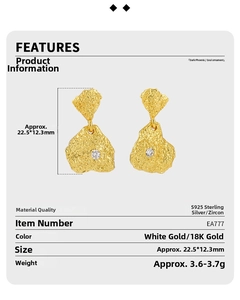 Detail specifications of S925 sterling silver lava texture irregular earrings with zircon