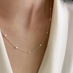Minimalist Clavicle Necklace 925 Sterling Silver Square Cube Bead Chain Elegant Fine Jewelry For Women