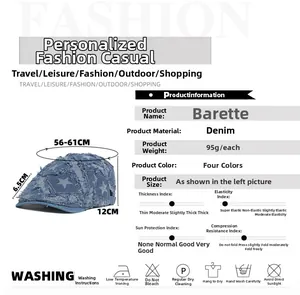 Détails des dimensions et conseils d'entretien du béret en jean vieilli