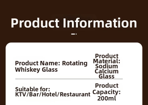 Specifications of 200ml rotating whisky glass made of soda-lime glass for bars and hotels