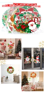 Detail showing various Christmas stickers with Santa and snowmen for festive decoration