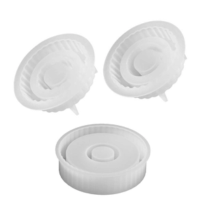 Three-piece set of round striped silicone molds for DIY resin aromatherapy candle holders