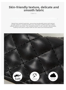Macro shot of quilted black PU leather texture with soft and lightweight material details