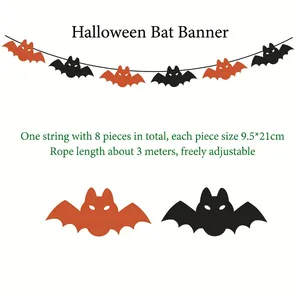Halloween bat banner with 8 orange and black bat flags and a 3-meter long hanging rope