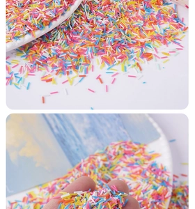 Makroaufnahme von buntem Streusel-Mix für DIY-Kuchendeko und Slime-Zubehör