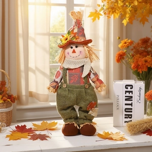 Standing sunflower scarecrow doll for Thanksgiving autumn harvest home decoration