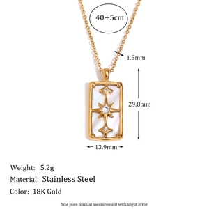 North Star tarot pendant necklace in 18K gold plated stainless steel with pearl shell