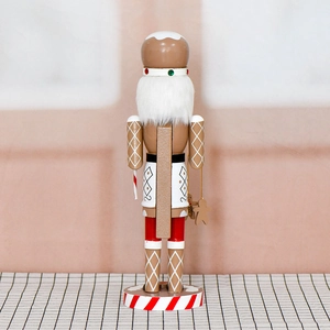 36cm Gingerbread Nutcracker wooden ornament for Christmas decor with candy cane accessory