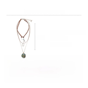 Detailed size specifications for bohemian multi-layer leaf and resin pendant necklace set