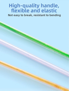 Close-up of flexible and durable wand handles in multiple colors for interactive cat toys