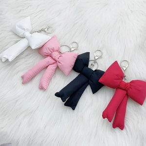 Large Bowknot Keychain Fabric Alloy Puffy Ribbon Bag Pendant Charm Korean Ins Style For Women Girls Sweet Cute Keyring