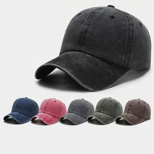 Vintage washed cotton baseball cap in multiple colors with adjustable strap and sun visor