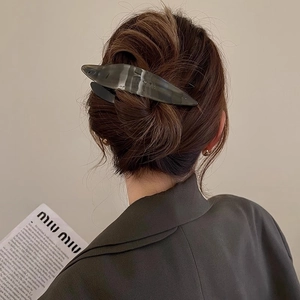 Dark grey marble acetate hair claw clip for women's French twist hairstyles