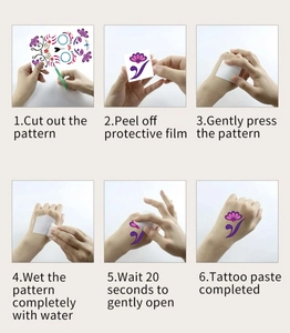 Step-by-step instruction guide for applying colorful Halloween face tattoo stickers
