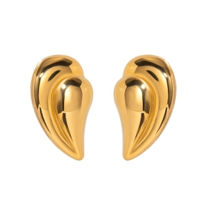 Minimalist 18k gold plated stainless steel heart droplet earrings for women