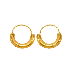 Minimalist 18K gold plated stainless steel hoop earrings with polished C-shape design