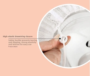 Detail of fan cover with high elastic drawstring and adjustable safety lock buckle